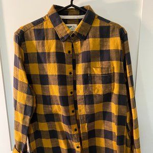 Wellen Slub Flannel Shirt in Yellow and Blue Plaid (Small)